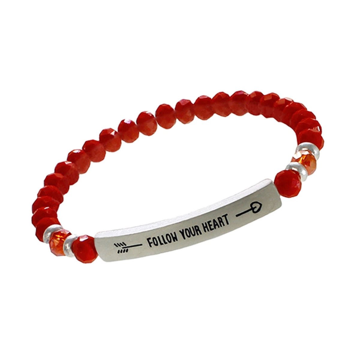 Coral Follow your Heart Bracelet|Stretch to Fit - Premium Wholesale Jewelry from Pinktown - Just $6! Shop now at chiquestyles