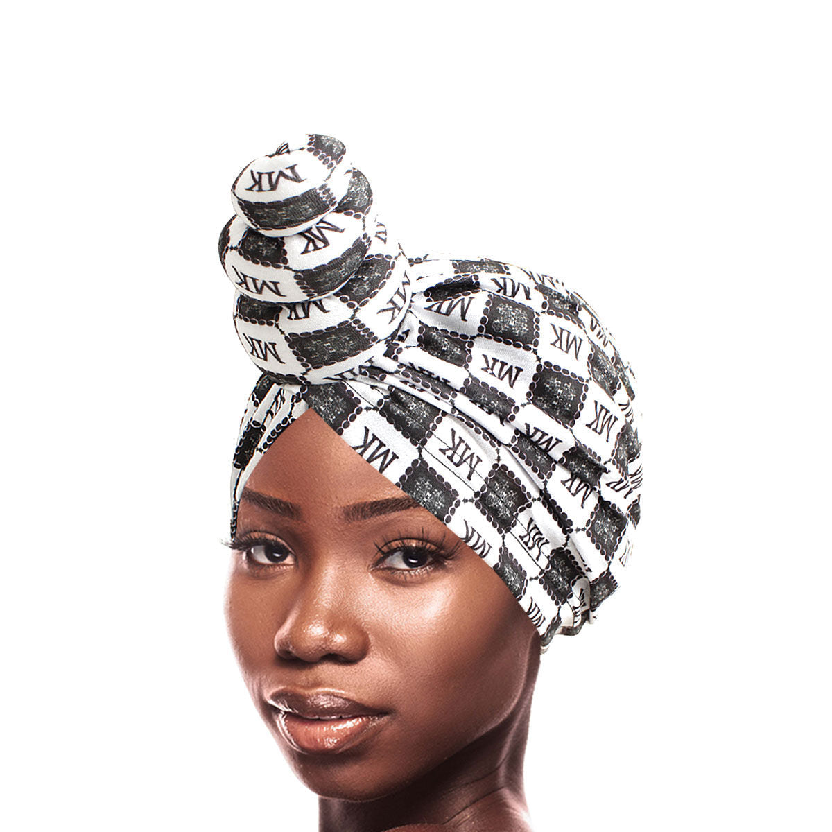 White MK Tall Twist Knot Turban|Stretch to Fit - Premium Wholesale Fashion Accessories from Pinktown - Just $7! Shop now at chiquestyles