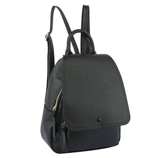 Black Flap Convertible Backpack Bag|12.5 x 10.5 x 3 inches - Premium Wholesale Fashion Accessories from Pinktown - Just $68! Shop now at chiquestyles