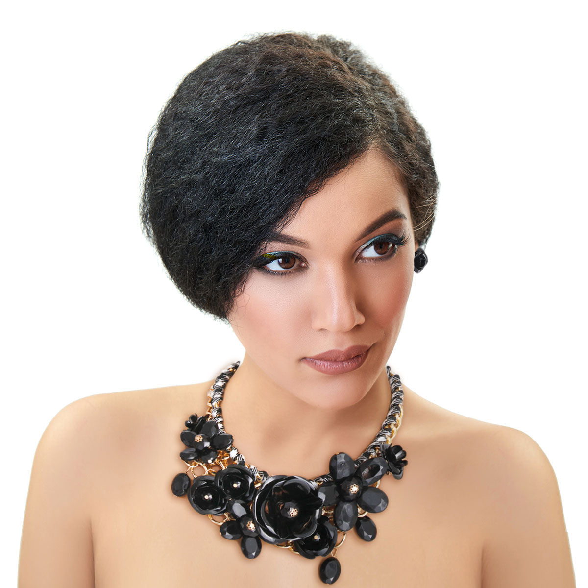 Black Rose Chunky Collar Gold Necklace|18 inches - Premium Wholesale Jewelry from Pinktown - Just $23! Shop now at chiquestyles