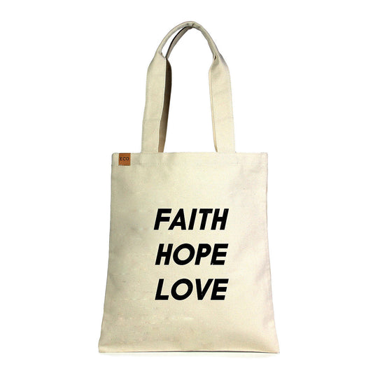 Faith Hope Love Eco Tote|15.75 x 13.75 inches - Premium Wholesale Fashion Accessories from Pinktown - Just $13! Shop now at chiquestyles