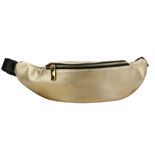 Gold Vegan Leather Fanny Pack|14.6 x 2.4 x 4.6 inches - Premium Wholesale Fashion Accessories from Pinktown - Just $33! Shop now at chiquestyles