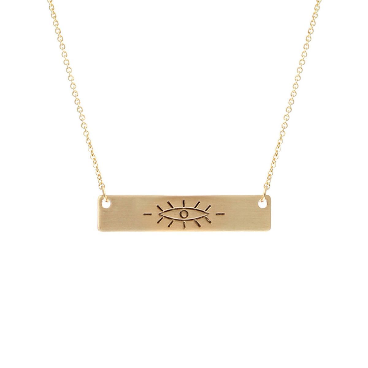 Gold Evil Eye Plate Necklace|18 inches - Premium Wholesale Jewelry from Pinktown - Just $7! Shop now at chiquestyles