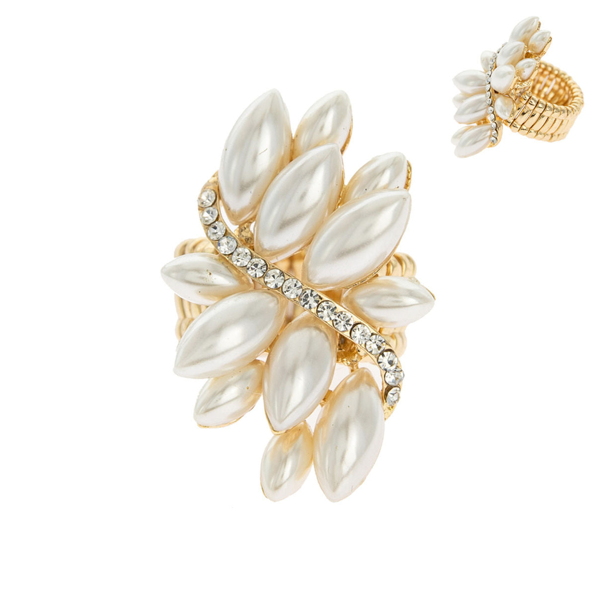 Cream Marquise Pearl Ring|Stretch to Fit - Premium Wholesale Jewelry from Pinktown - Just $10! Shop now at chiquestyles