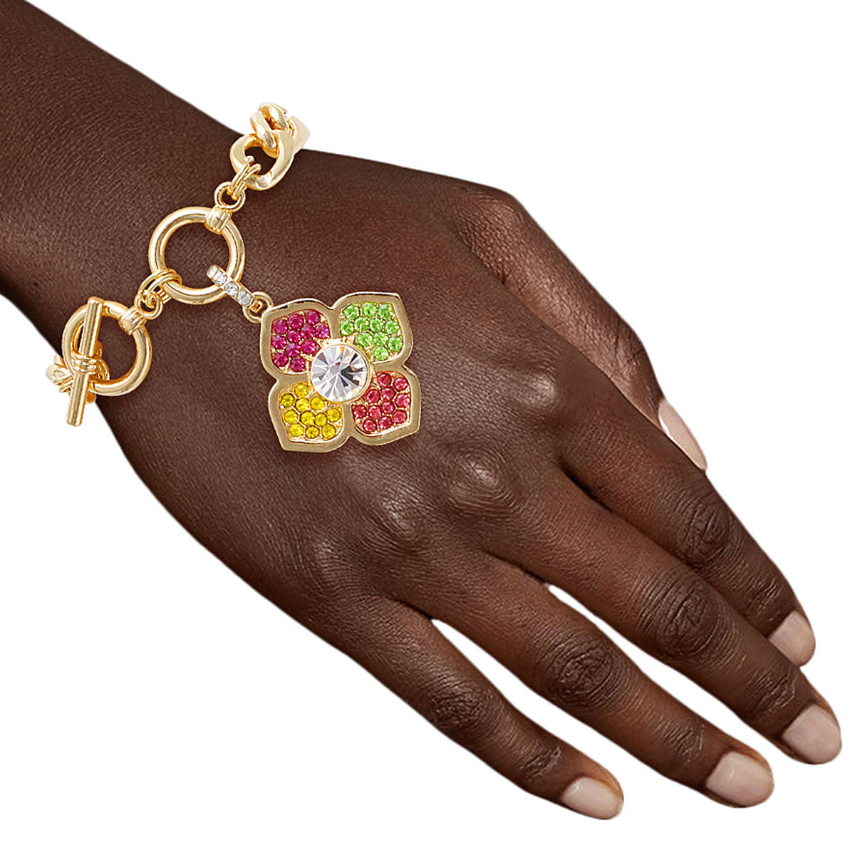 Multi Color Luxury French Designer Flower Bracelet|8 inches - Premium Wholesale Jewelry from Pinktown - Just $10! Shop now at chiquestyles