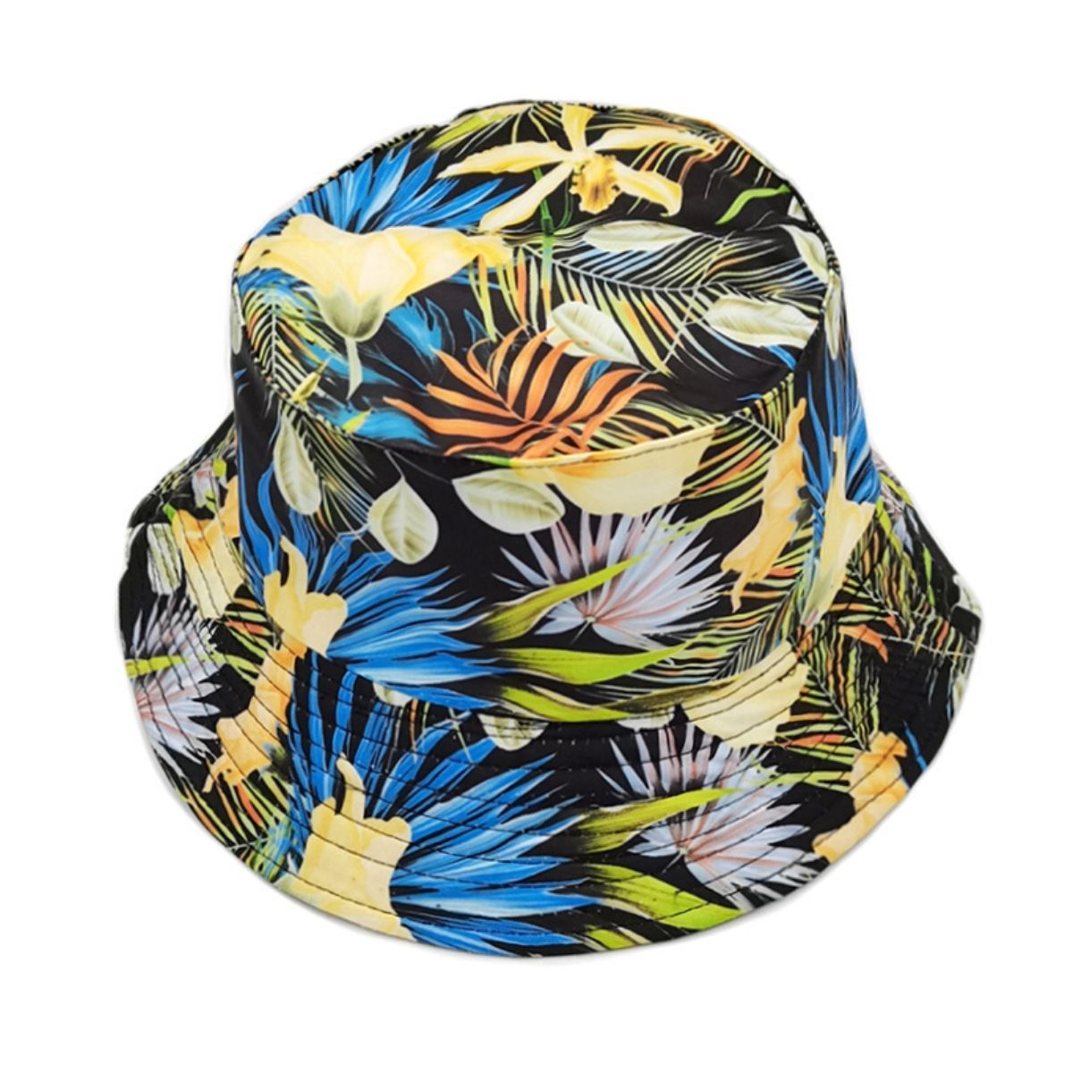 Blue Black Tropical Reversible Bucket Hat|One Size - Premium Wholesale Fashion Accessories from Pinktown - Just $13! Shop now at chiquestyles