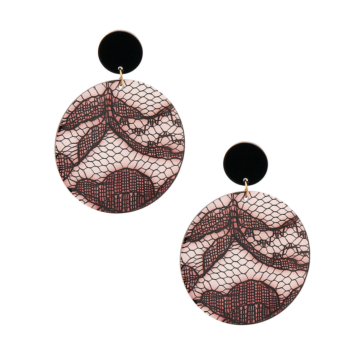 Black Lace Disc Drop Earrings|2.5 inches - Premium Wholesale Jewelry from Pinktown - Just $6! Shop now at chiquestyles