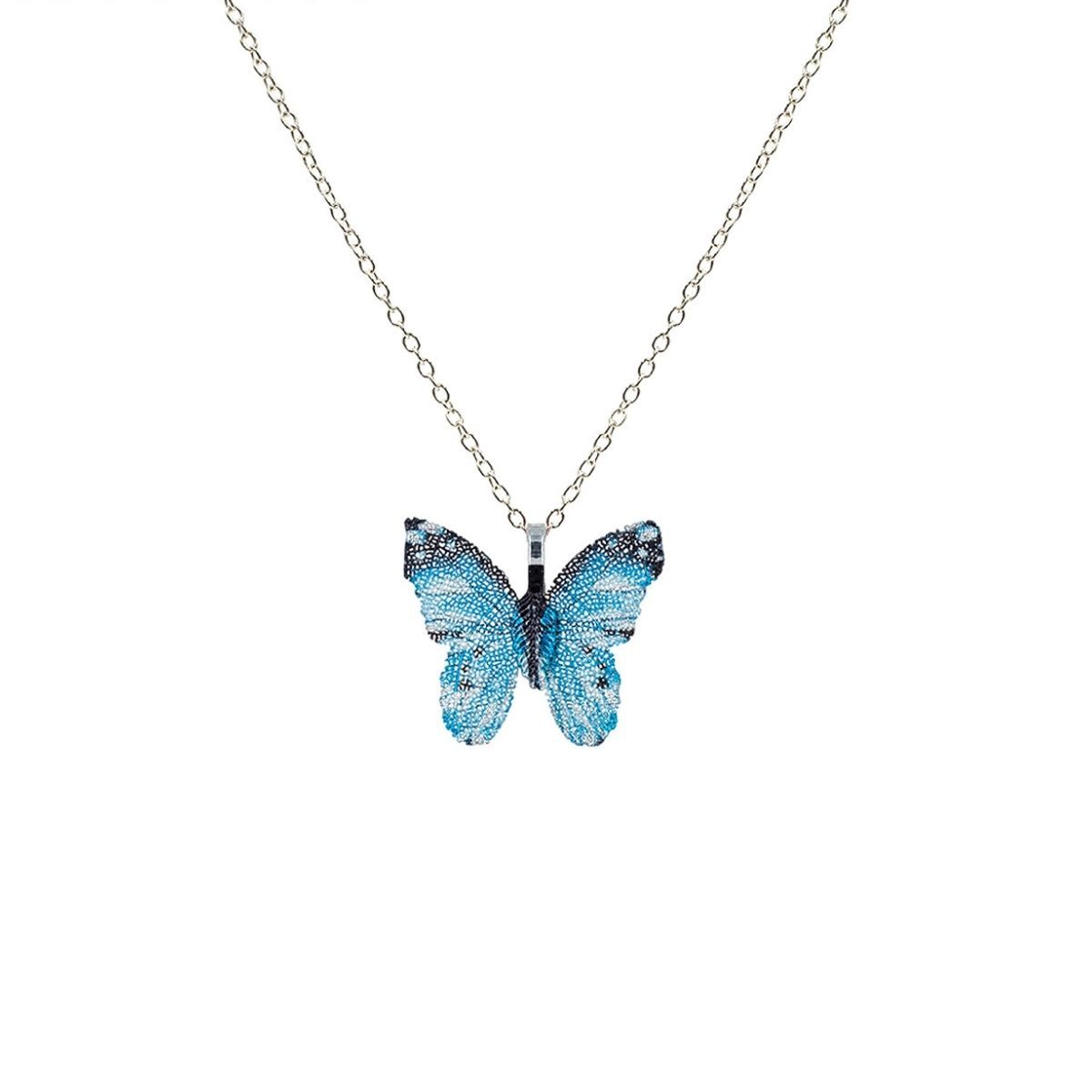 Blue Dipped Real Leaf Butterfly Necklace|16 + 3 inches - Premium Wholesale Jewelry from Pinktown - Just $7! Shop now at chiquestyles