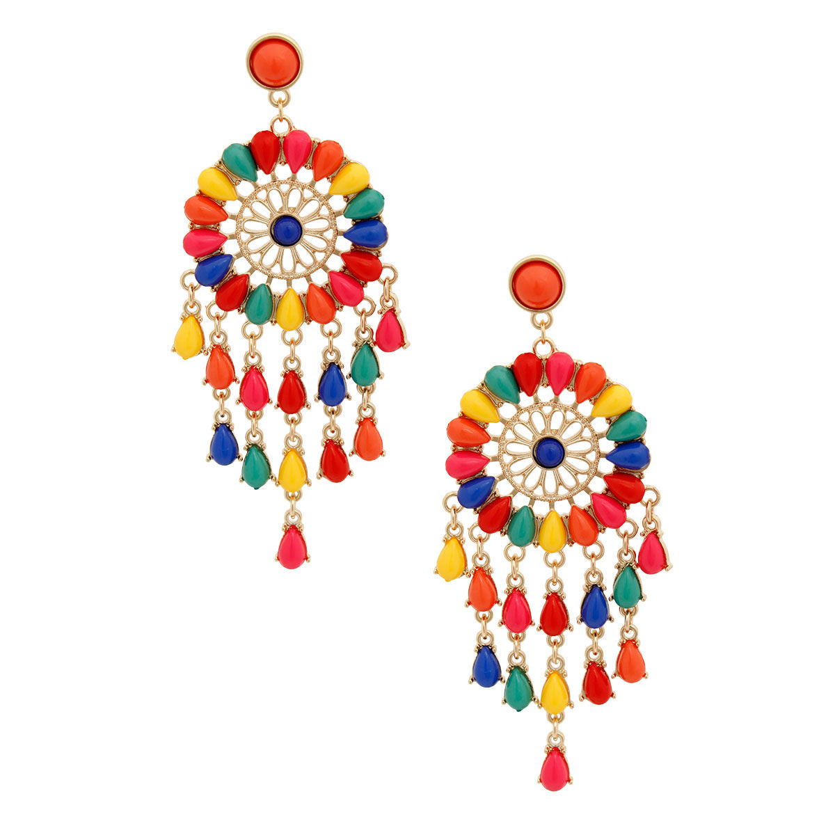 Rainbow Bead Dream Catcher Earrings|3.75 inches - Premium Wholesale Jewelry from Pinktown - Just $15! Shop now at chiquestyles