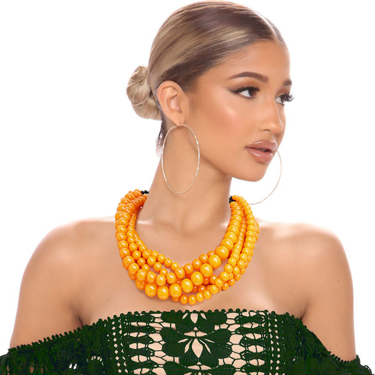 Orange Bead Buffalo Horn Hook Necklace|16 inches - Premium Wholesale Jewelry from Pinktown - Just $33! Shop now at chiquestyles