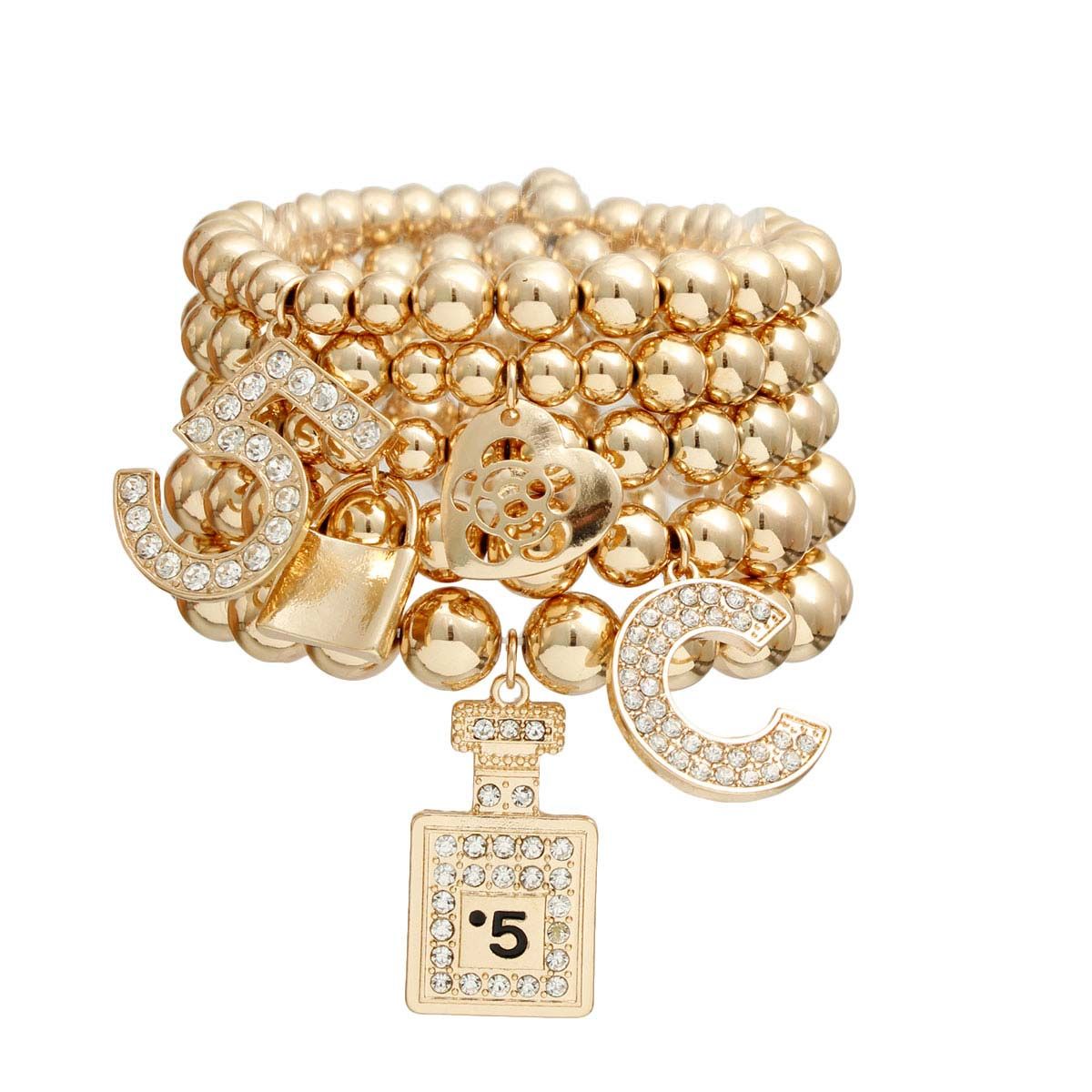 Shiny Gold Boutique Charm Bracelets|Stretch to Fit - Premium Wholesale Jewelry from Pinktown - Just $19! Shop now at chiquestyles