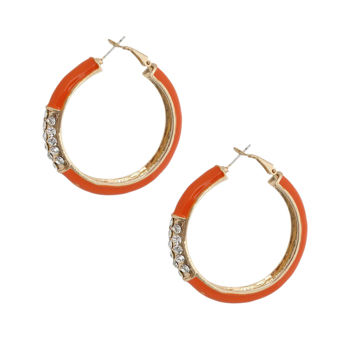 Orange and Gold Rhinestone Hoops|1.75 inches - Premium Wholesale Jewelry from Pinktown - Just $13! Shop now at chiquestyles