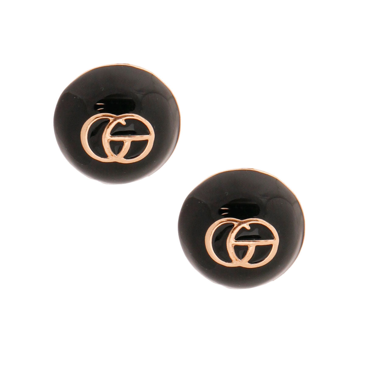 Black and Gold Dome G Initial Studs|1 inch - Premium Wholesale Jewelry from Pinktown - Just $8! Shop now at chiquestyles