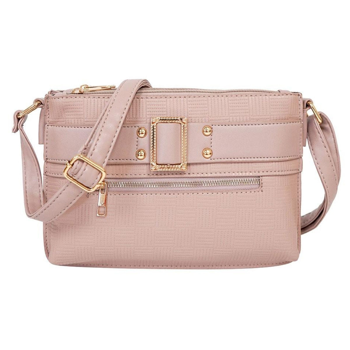 Mauve Leather Buckle Crossbody|10 x 8 x 2 inches - Premium Wholesale Fashion Accessories from Pinktown - Just $39! Shop now at chiquestyles