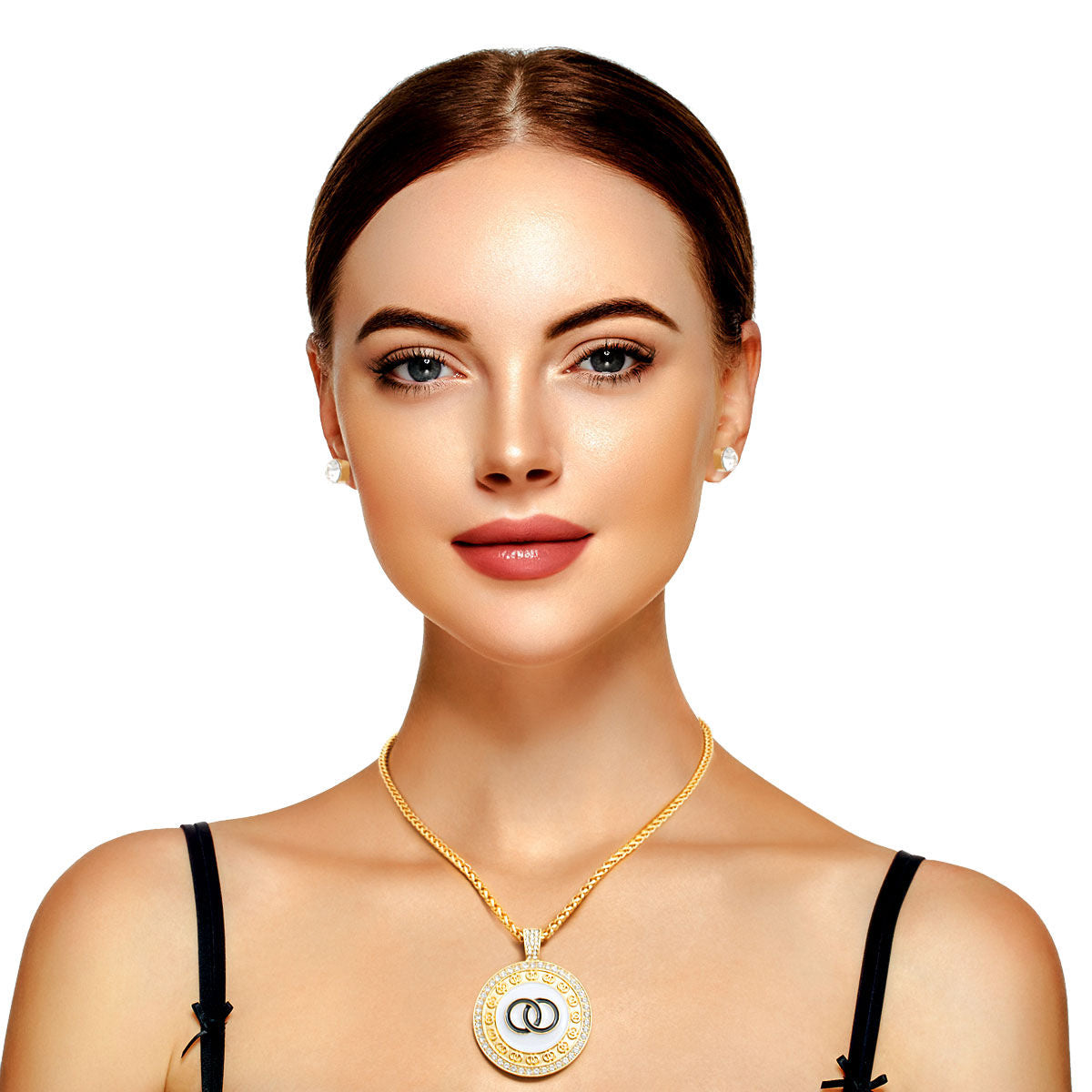 Gold and White Infinity Pendant Necklace|18 inches - Premium Wholesale Jewelry from Pinktown - Just $11! Shop now at chiquestyles