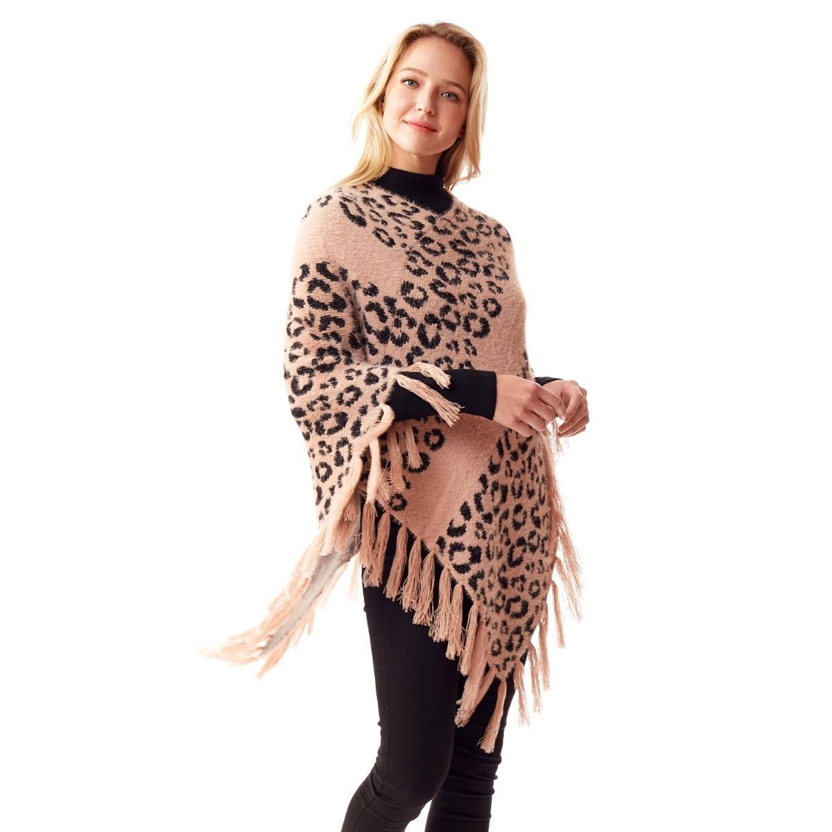 Pink Leopard Eyelash Poncho|25.6 x 25.6 inches - Premium Wholesale Boutique Clothing from Pinktown - Just $48! Shop now at chiquestyles