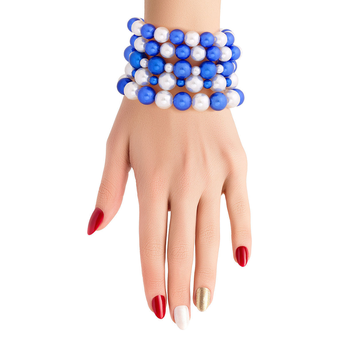 Blue White Pearl Bracelets 5 Pcs|Stretch to Fit - Premium Wholesale Jewelry from Pinktown - Just $6! Shop now at chiquestyles