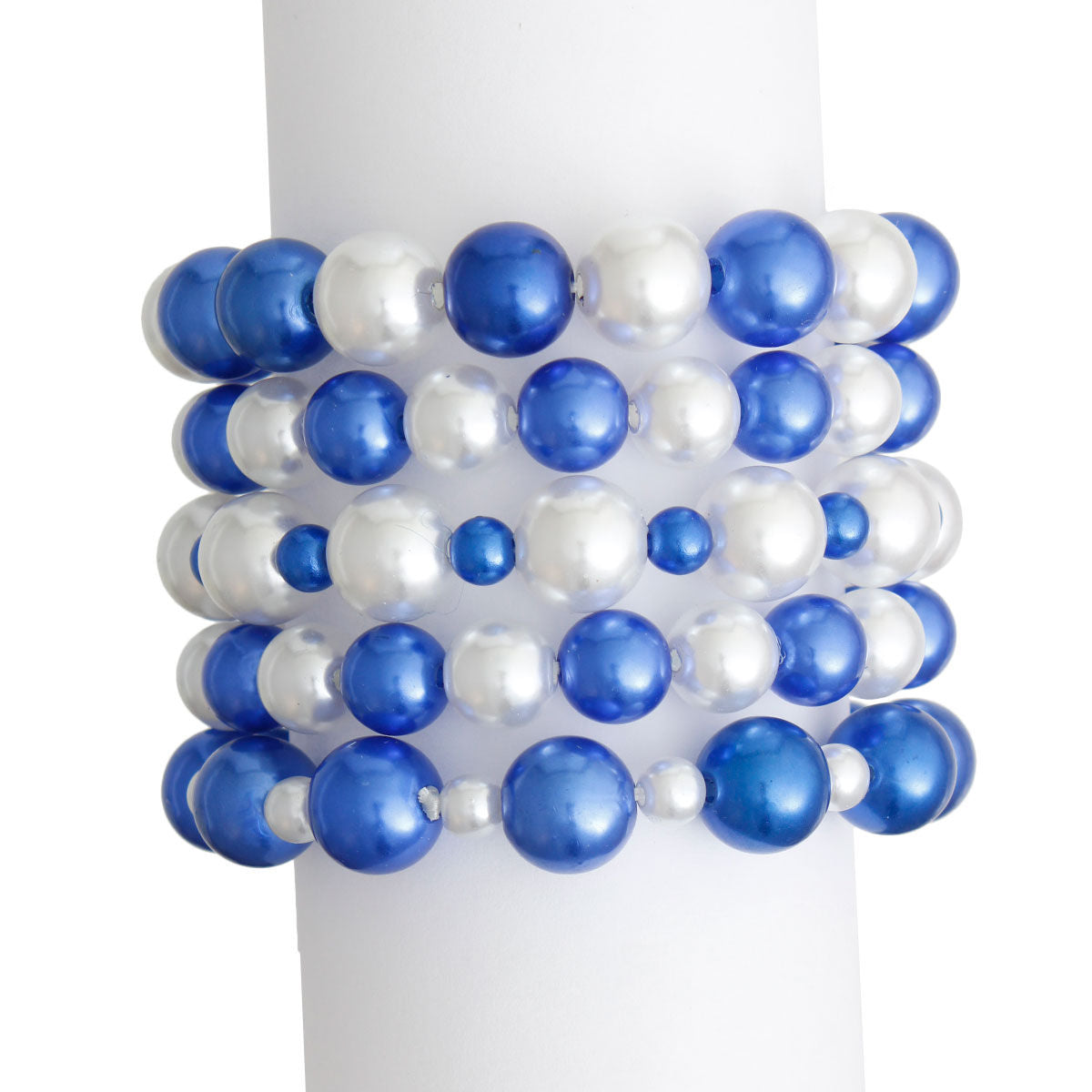 Blue White Pearl Bracelets 5 Pcs|Stretch to Fit - Premium Wholesale Jewelry from Pinktown - Just $6! Shop now at chiquestyles