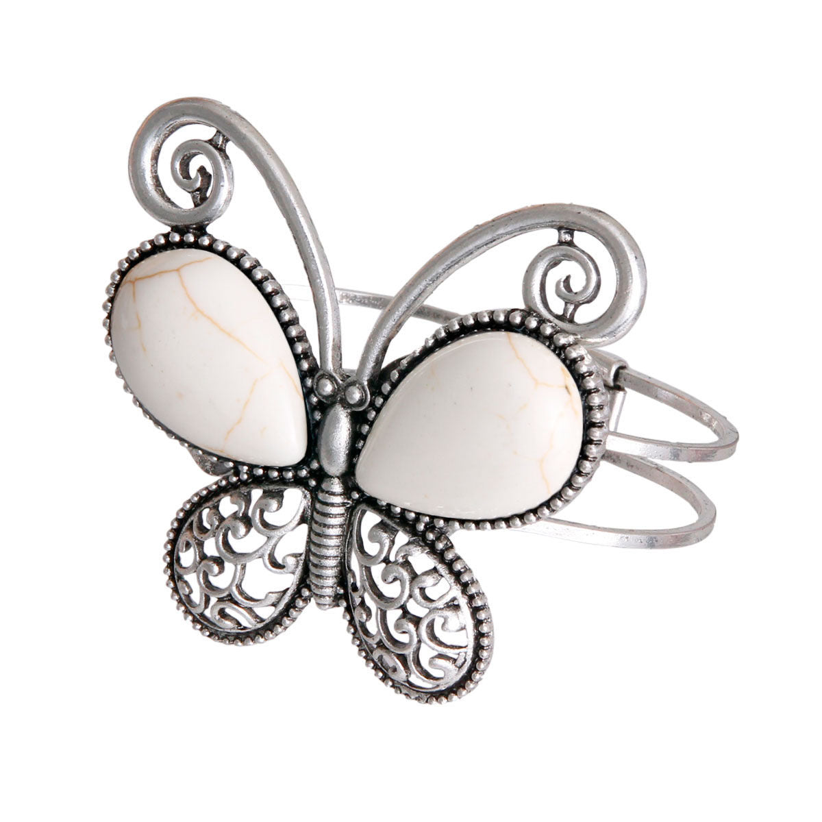 White Butterfly Hinge Cuff|8 inches - Premium Wholesale Jewelry from Pinktown - Just $10! Shop now at chiquestyles