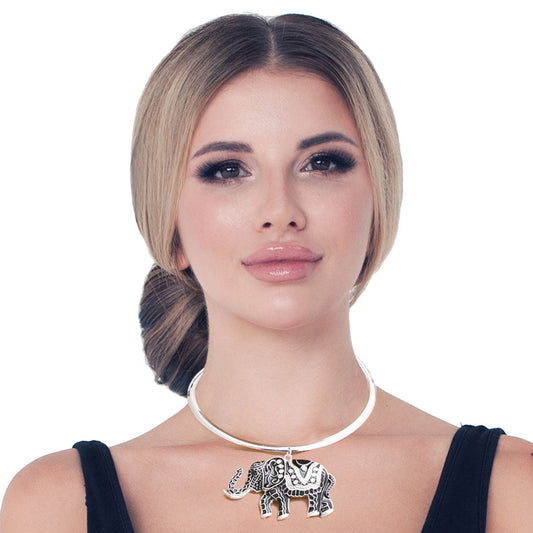 Black Tribal Elephant Choker Set|18 inches - Premium Wholesale Jewelry from Pinktown - Just $18! Shop now at chiquestyles