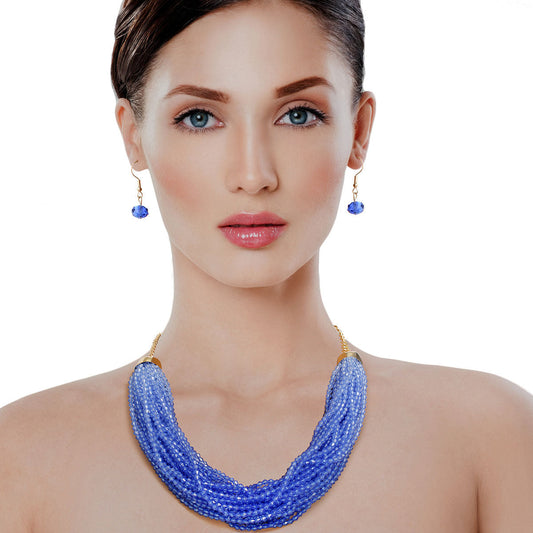 34 Strand Blue Bead Necklace|20 inches - Premium Wholesale Jewelry from Pinktown - Just $17! Shop now at chiquestyles