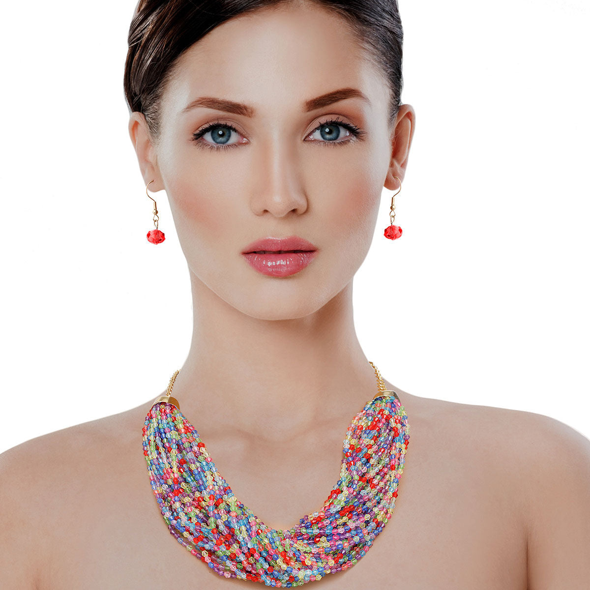 34 Strand Multi Color Bead Necklace|20 inches - Premium Wholesale Jewelry from Pinktown - Just $17! Shop now at chiquestyles