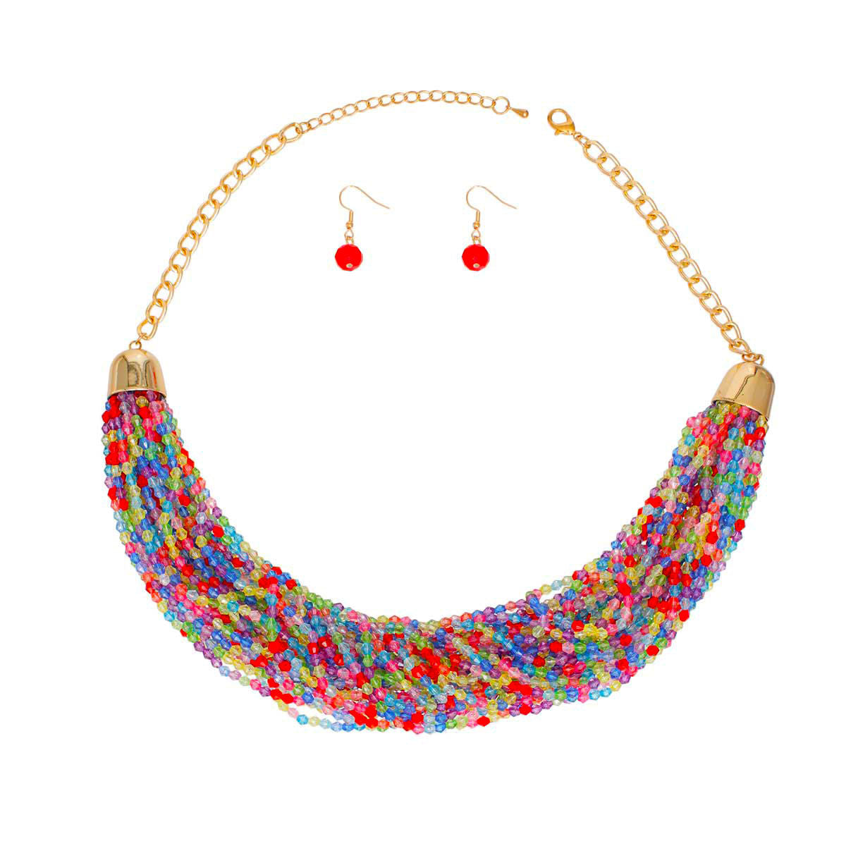 34 Strand Multi Color Bead Necklace|20 inches - Premium Wholesale Jewelry from Pinktown - Just $17! Shop now at chiquestyles