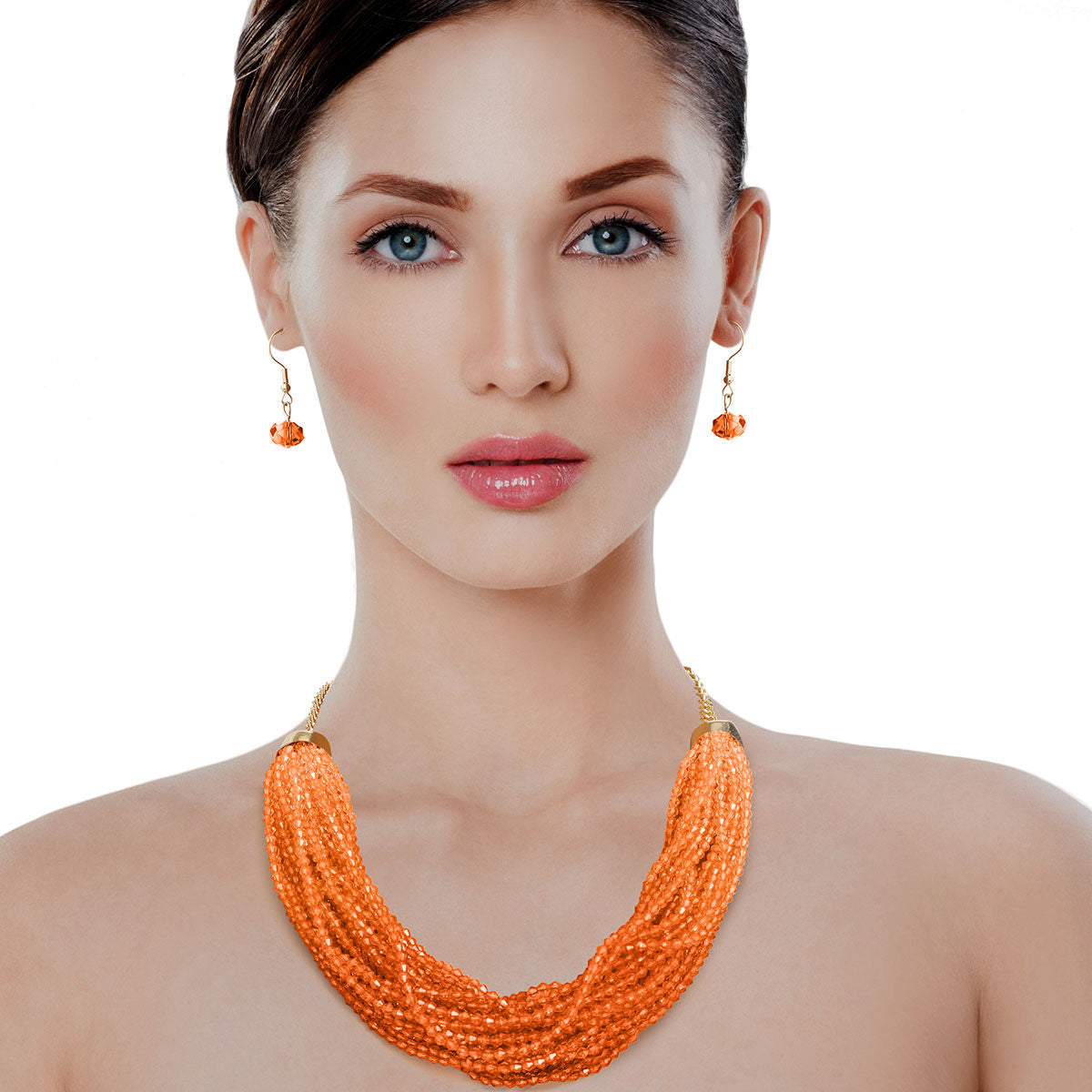 34 Strand Orange Bead Necklace|20 inches - Premium Wholesale Jewelry from Pinktown - Just $17! Shop now at chiquestyles