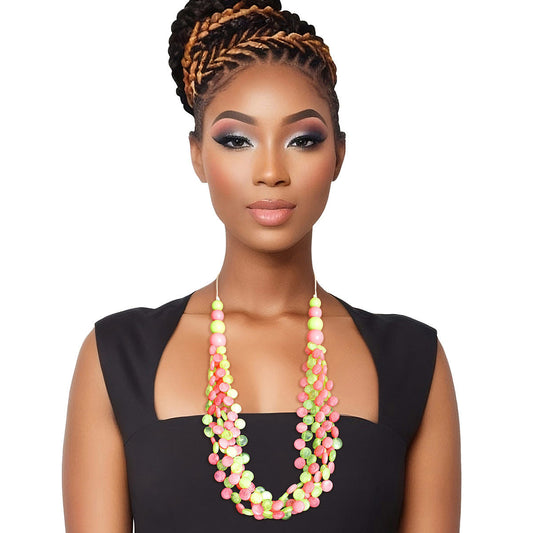 Long Pink Green Marbled Necklace|30 inches - Premium Wholesale Jewelry from Pinktown - Just $14! Shop now at chiquestyles