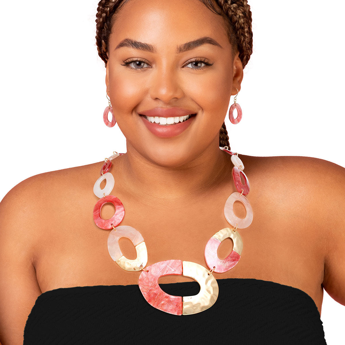 Pink Link Necklace Set|20 inches - Premium Wholesale Jewelry from Pinktown - Just $22! Shop now at chiquestyles