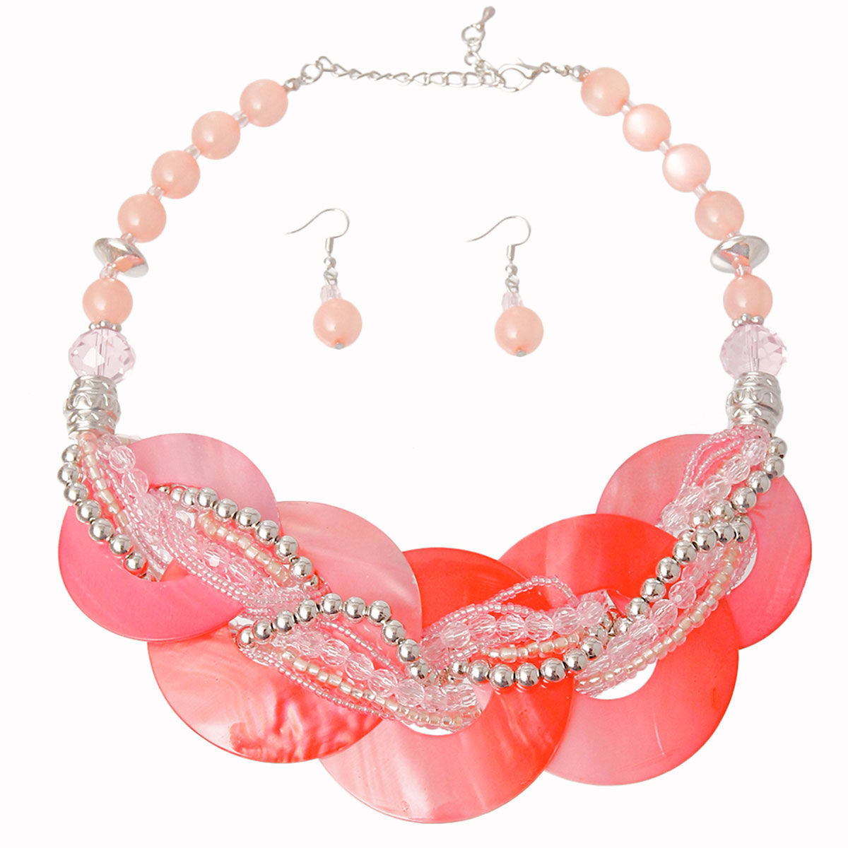 Pink Beaded Disc Necklace Set - Premium Wholesale Jewelry from Pinktown - Just $13! Shop now at chiquestyles