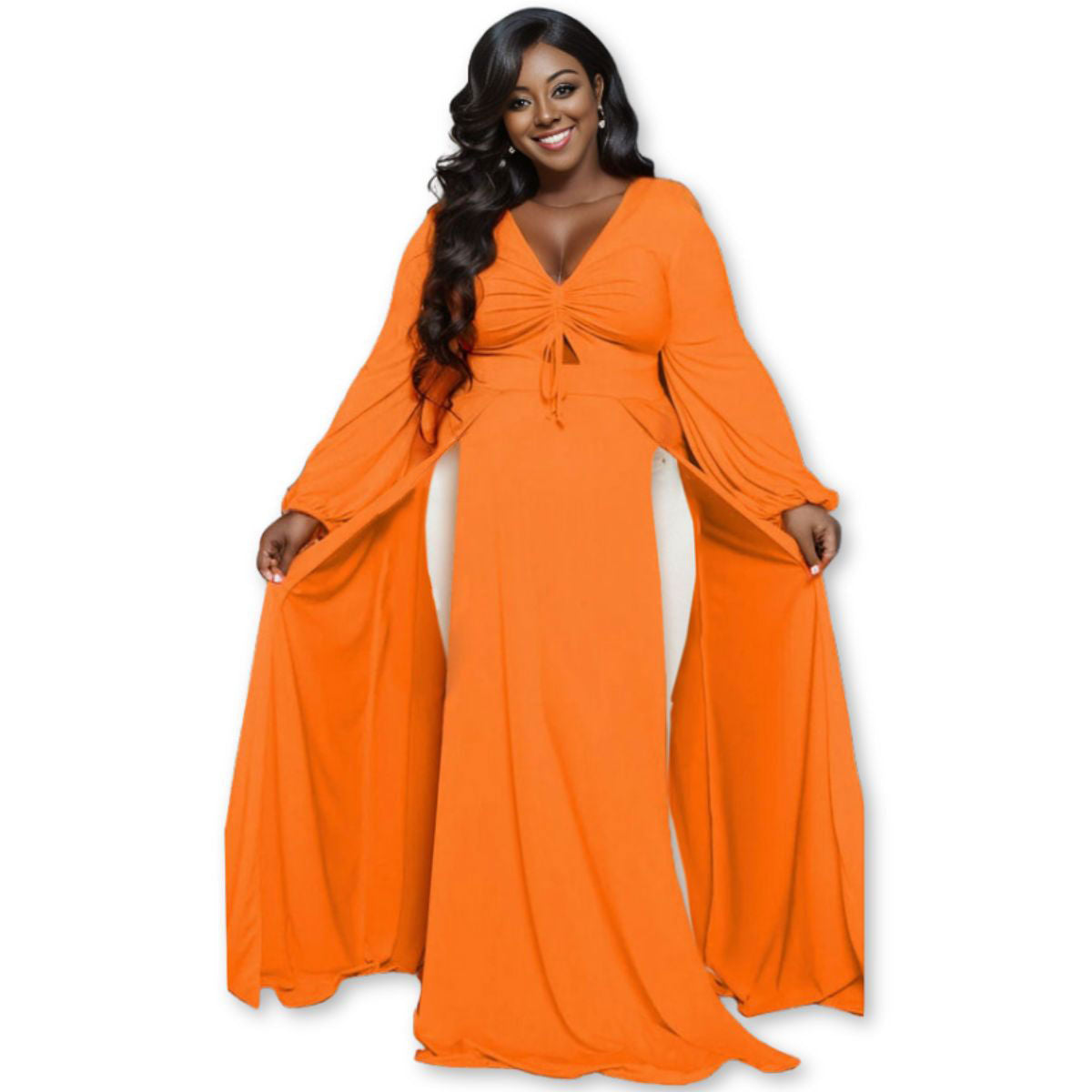 1XL Bright Orange Sexy Slit Dress|1XL - Premium Wholesale Boutique Clothing from Pinktown - Just $50! Shop now at chiquestyles