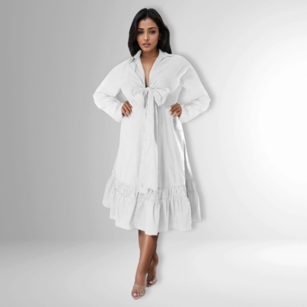 1XL White Bow Knot Dress|1XL - Premium Wholesale Boutique Clothing from Pinktown - Just $50! Shop now at chiquestyles