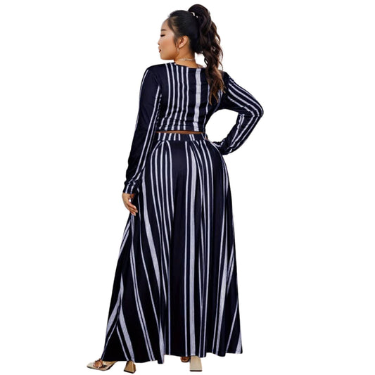 1XL Navy Stripe Outfit Set|1XL - Premium Wholesale Boutique Clothing from Pinktown - Just $50! Shop now at chiquestyles