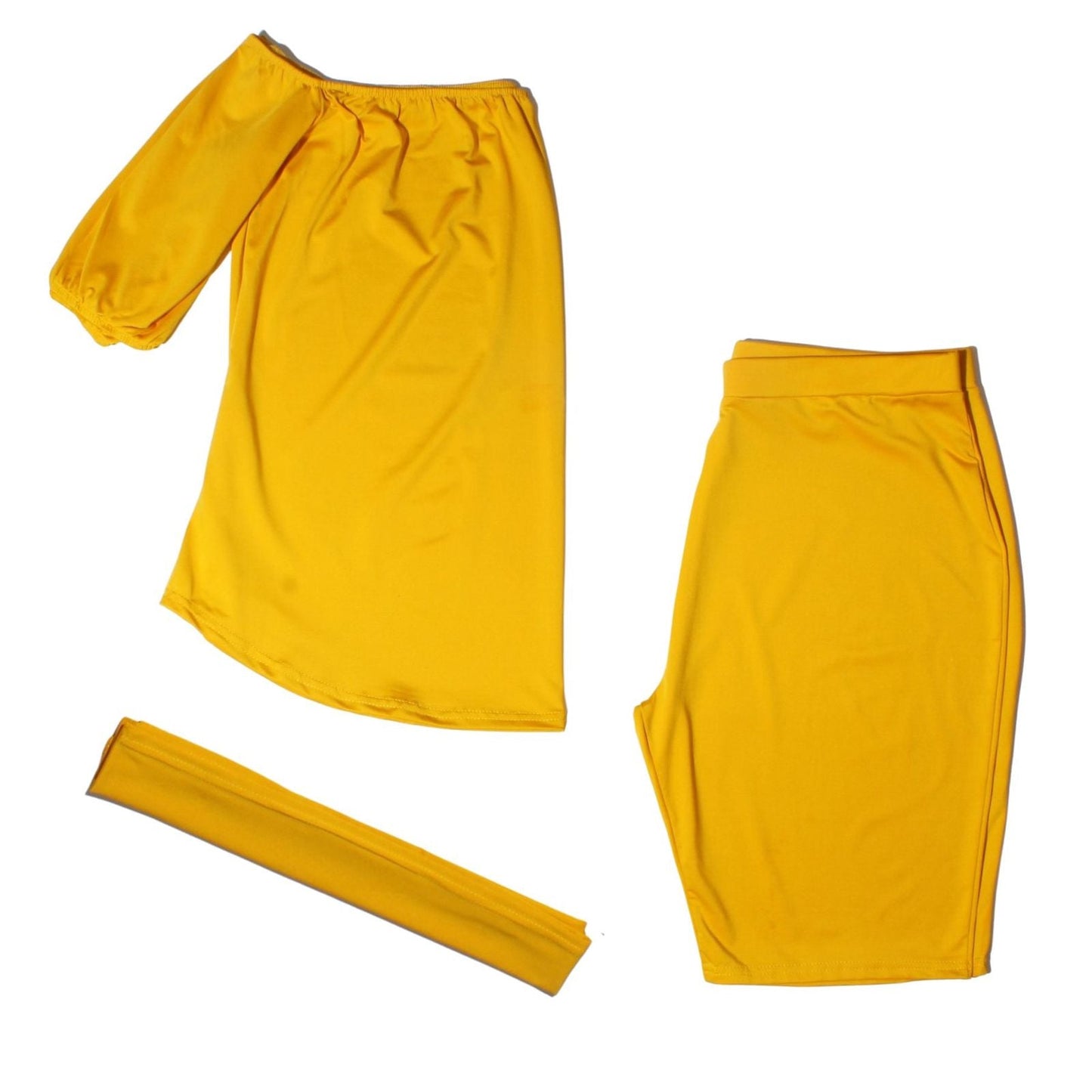 1XL Mustard Off-Shoulder Shorts Set|1XL - Premium Wholesale Boutique Clothing from Pinktown - Just $41! Shop now at chiquestyles