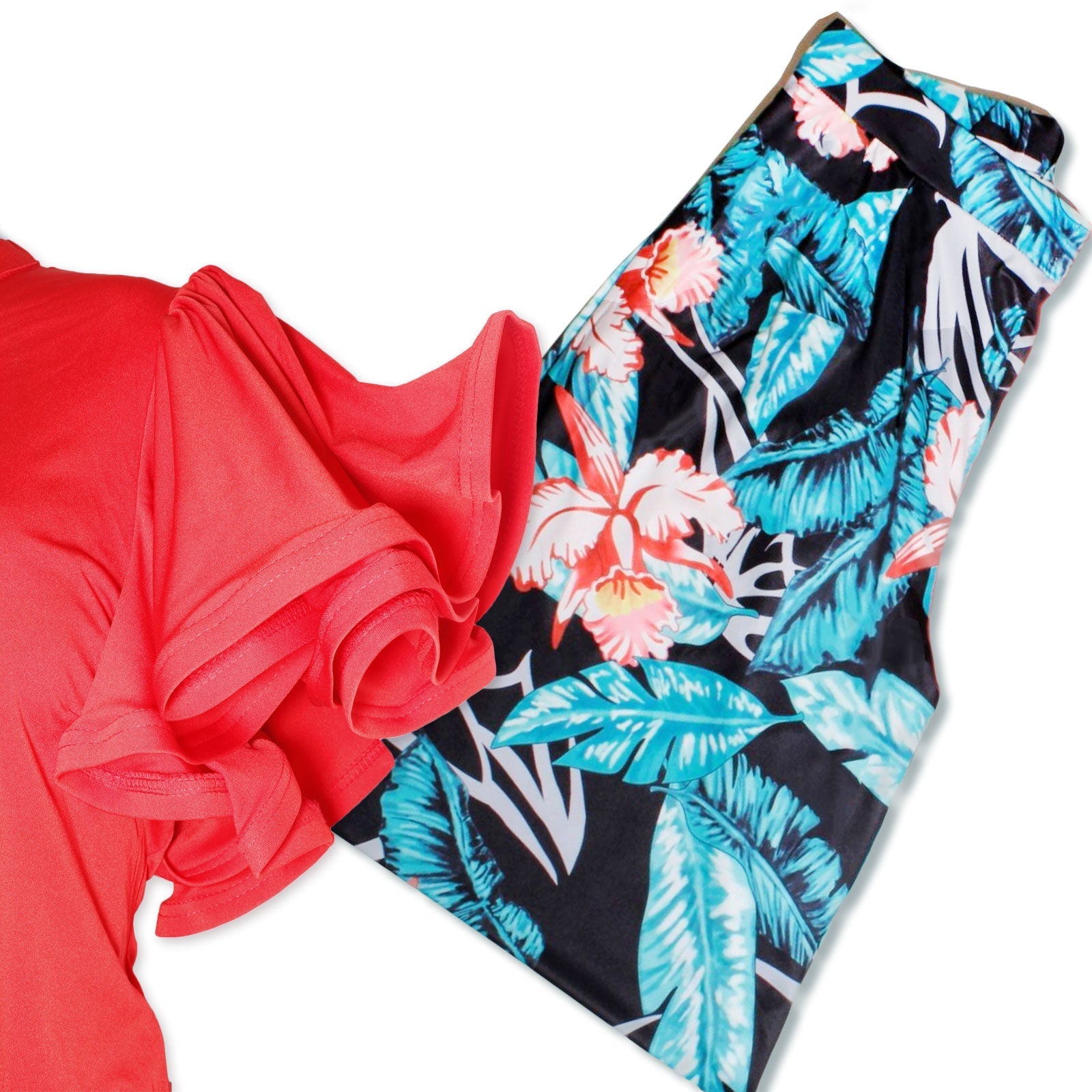 1XL Red Ruffle Tropical Pant Set|1XL - Premium Wholesale Boutique Clothing from Pinktown - Just $61! Shop now at chiquestyles