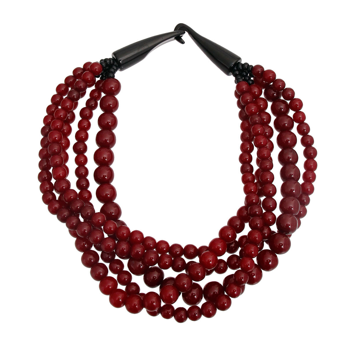 Burgundy Bead Buffalo Horn Hook Necklace|16 inches - Premium Wholesale Jewelry from Pinktown - Just $34! Shop now at chiquestyles