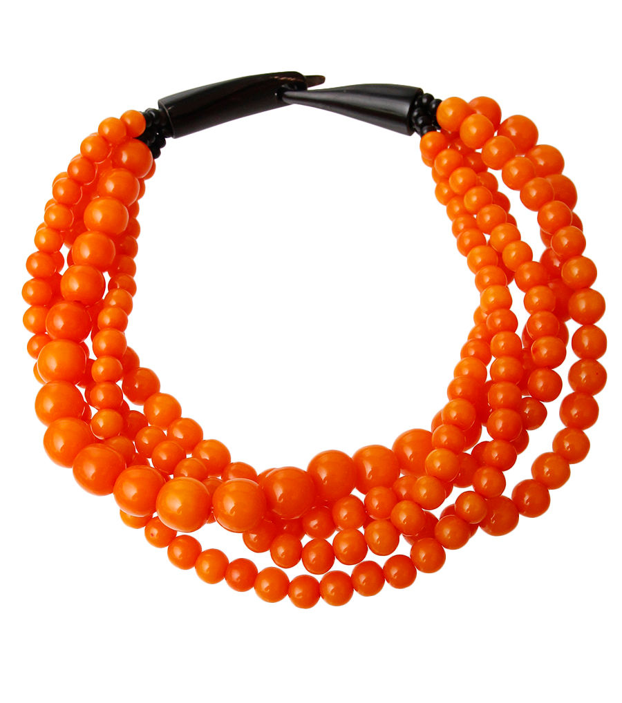 Orange Bead Buffalo Horn Hook Necklace|16 inches - Premium Wholesale Jewelry from Pinktown - Just $33! Shop now at chiquestyles