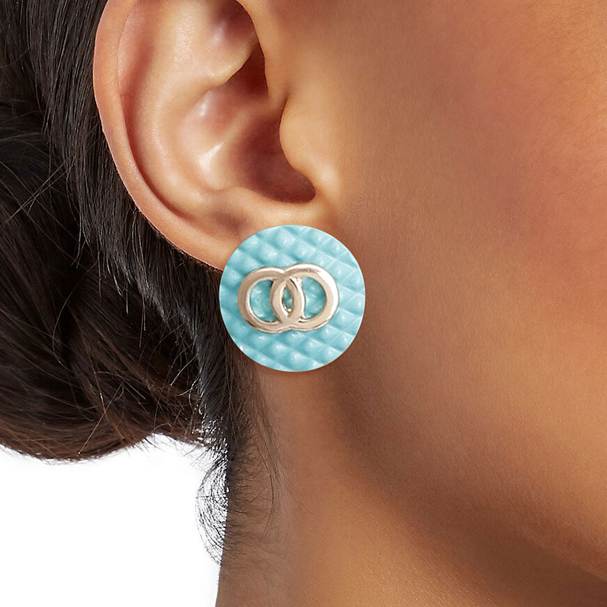 Sea Green Designer Style Quilted Studs|.85 inches - Premium Wholesale Jewelry from Pinktown - Just $7! Shop now at chiquestyles