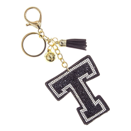 T Black Keychain Bag Charm|6.5 x 2.5 inches - Premium Wholesale Fashion Accessories from Pinktown - Just $8! Shop now at chiquestyles