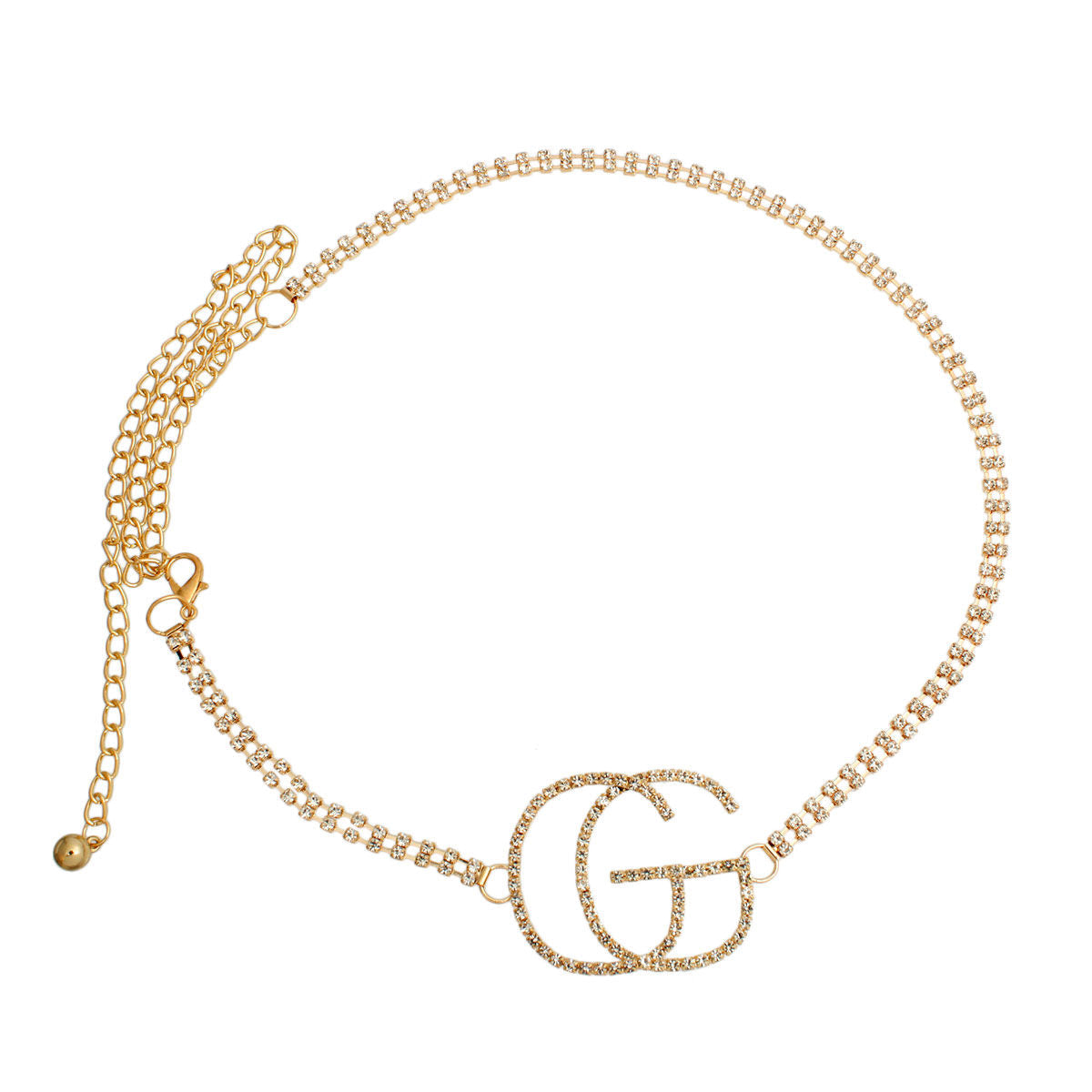 Gold Embellished Double G Chain Belt|Adjustable - Premium Wholesale Fashion Accessories from Pinktown - Just $16! Shop now at chiquestyles