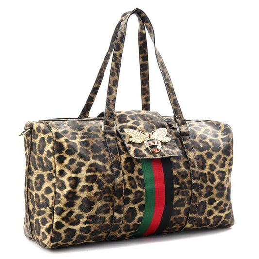 Leopard Print Trolley Weekender Duffel|17.25 x 10.25 x 6.75 - Premium Wholesale Fashion Accessories from Pinktown - Just $76! Shop now at chiquestyles