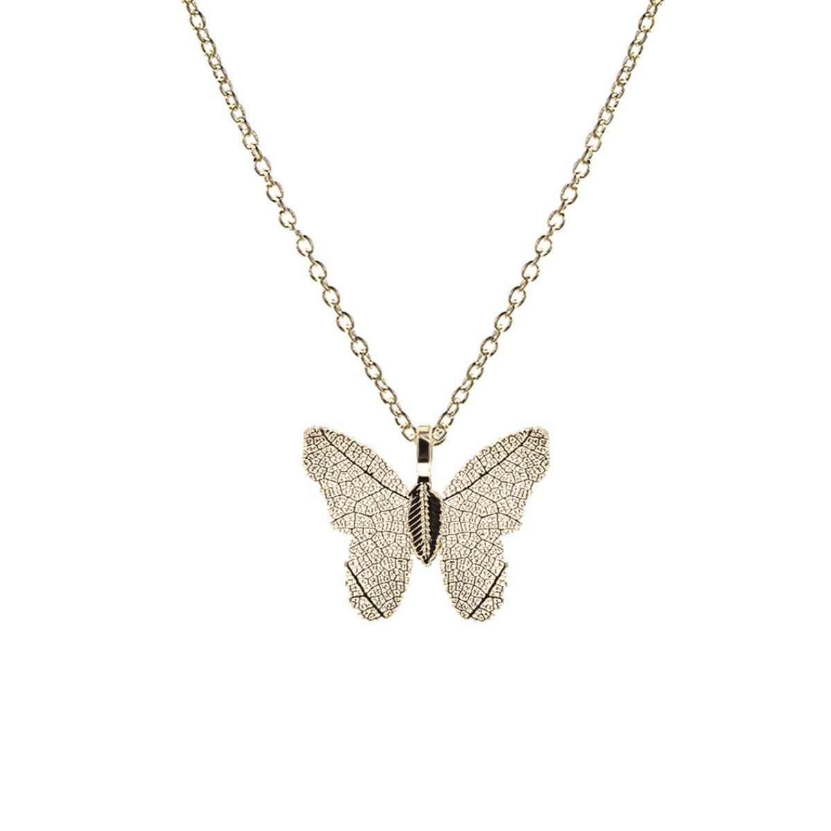 Gold Dipped Real Leaf Butterfly Necklace|16 + 3 inches - Premium Wholesale Jewelry from Pinktown - Just $7! Shop now at chiquestyles