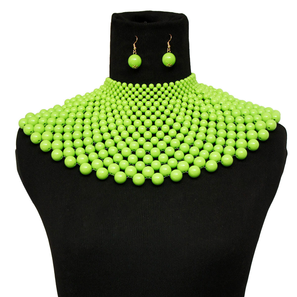 Lime Bead Bib Necklace Set|18 inches - Premium Wholesale Jewelry from Pinktown - Just $32! Shop now at chiquestyles