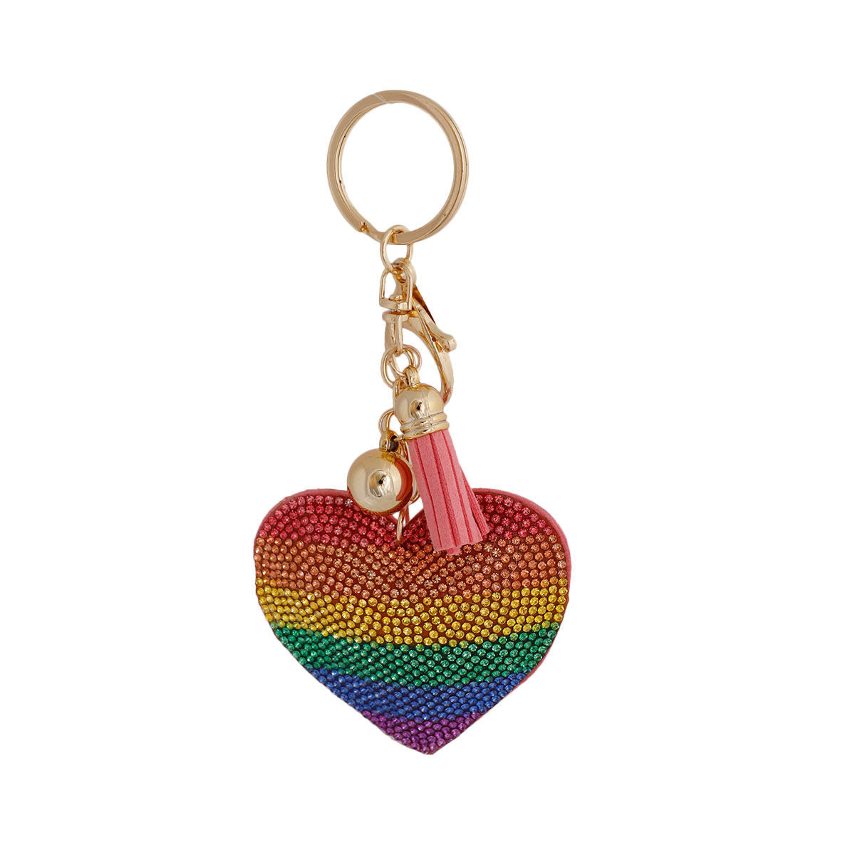 Rainbow Rhinestone Heart Keychain|2.75 inches - Premium Wholesale Fashion Accessories from Pinktown - Just $8! Shop now at chiquestyles