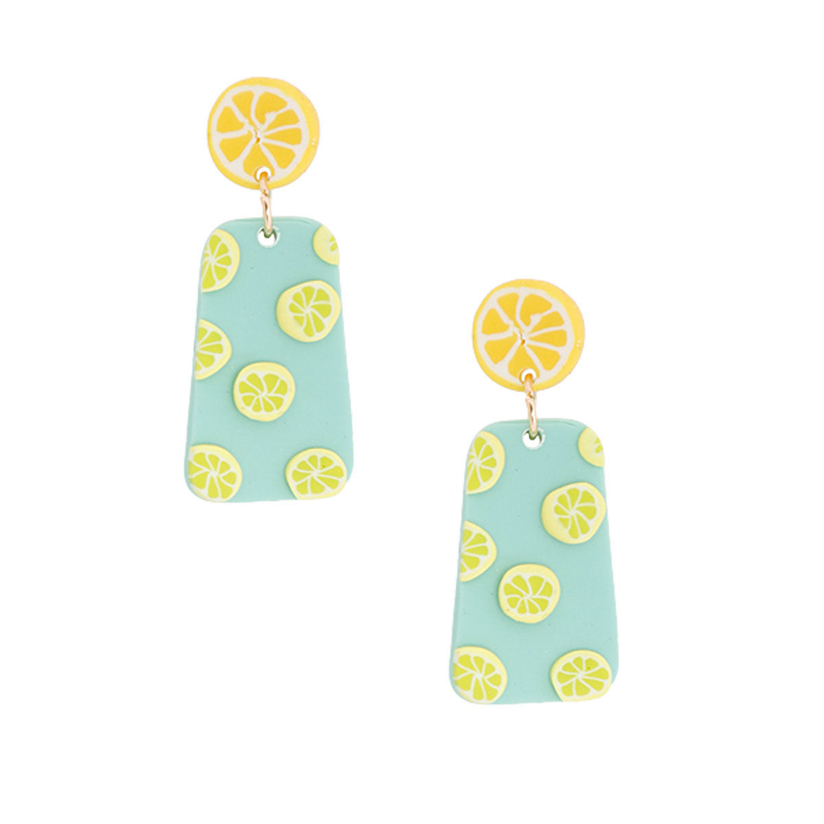 Turquoise Clay Lemon Trapezoid Earrings|1.75 inches - Premium Wholesale Jewelry from Pinktown - Just $13! Shop now at chiquestyles