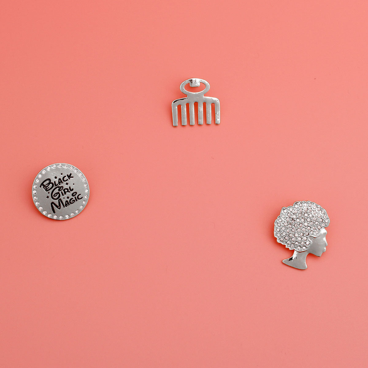 Silver 3 Pcs Black Girl Magic Studs|Assorted - Premium Wholesale Jewelry from Pinktown - Just $16! Shop now at chiquestyles