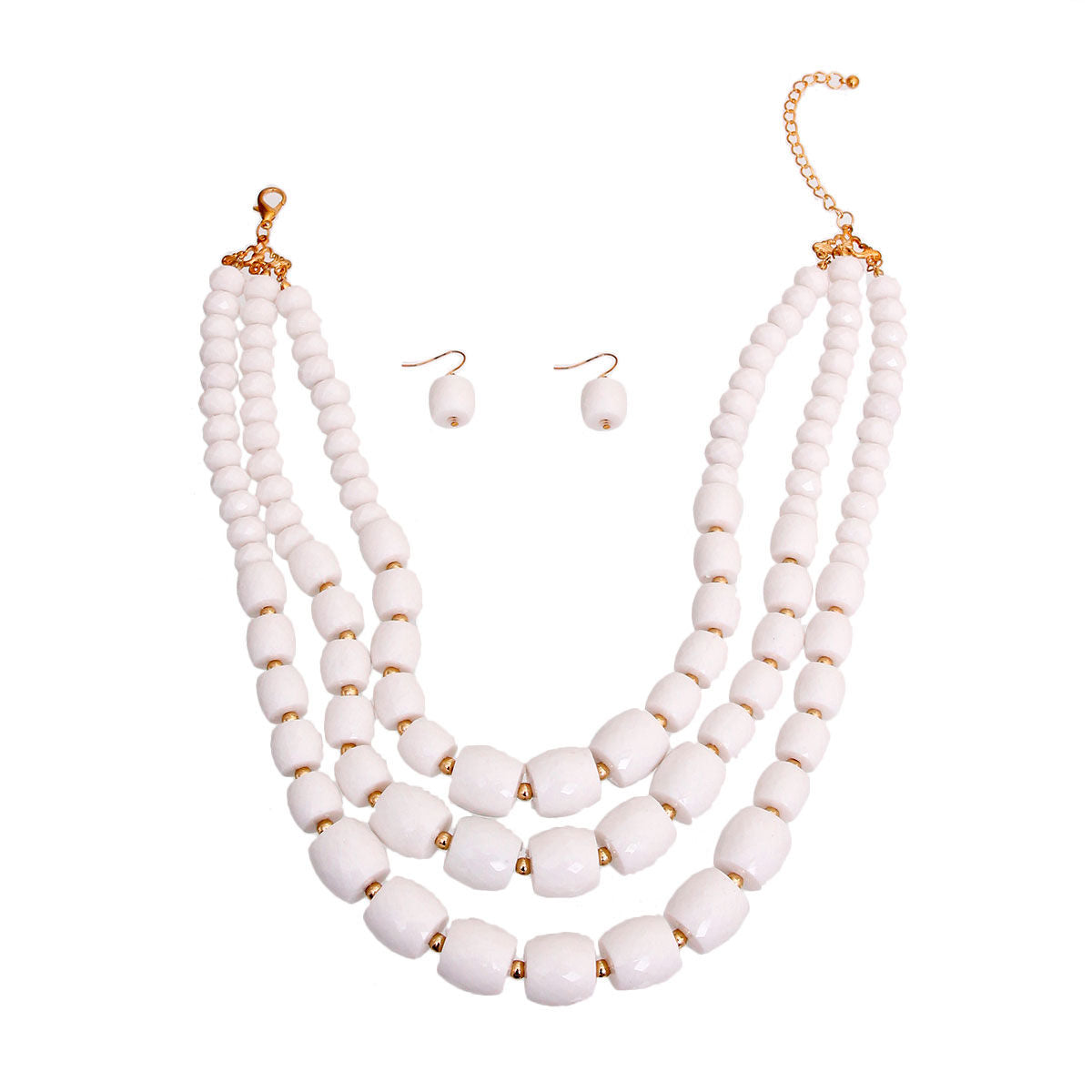 White Cylinder Bead Necklace|18 inches - Premium Wholesale Jewelry from Pinktown - Just $14! Shop now at chiquestyles