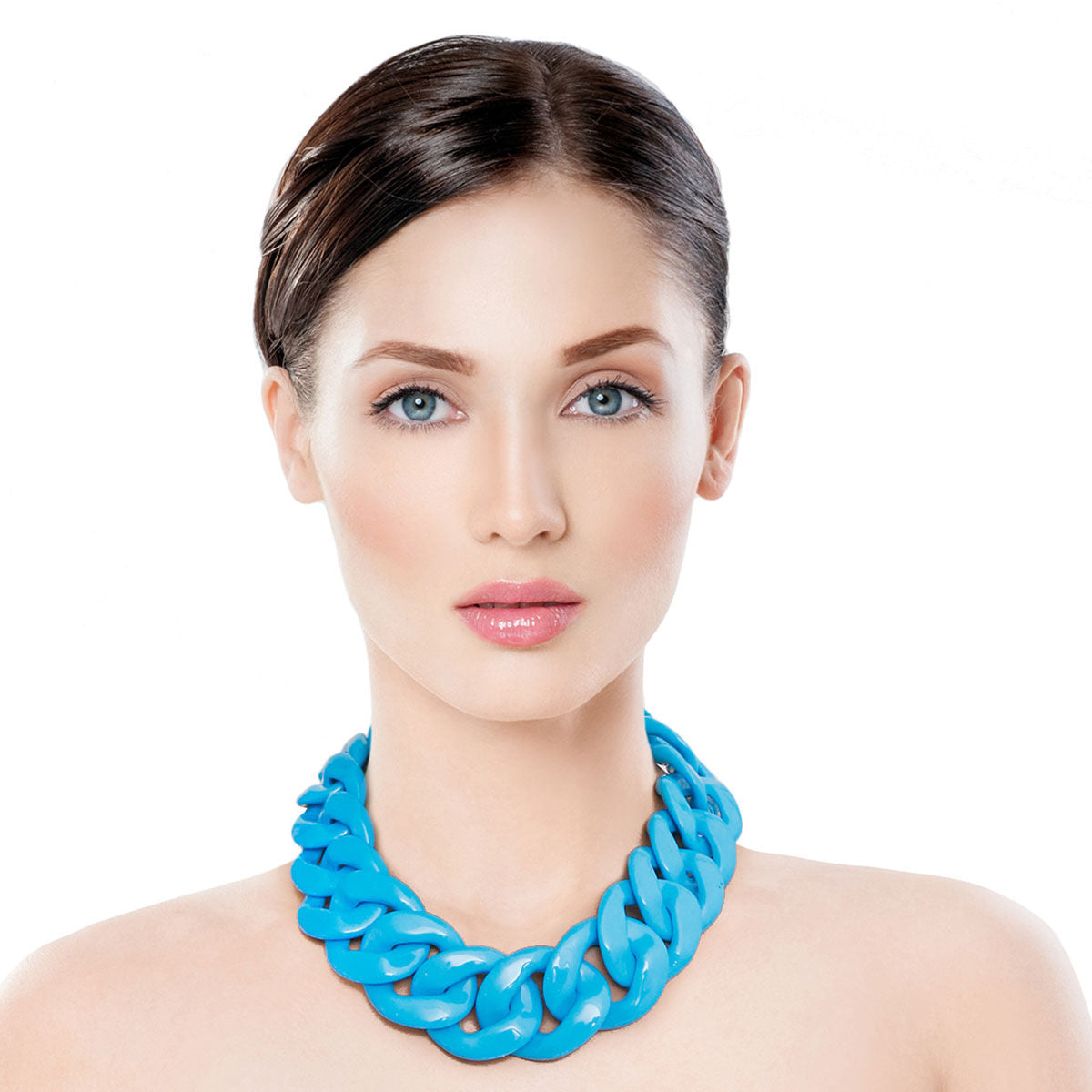 Bright Blue Link Necklace Set|18 inches - Premium Wholesale Jewelry from Pinktown - Just $17! Shop now at chiquestyles