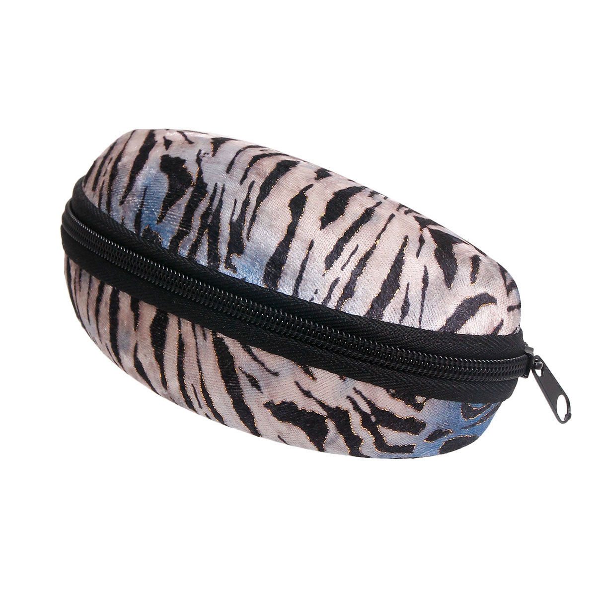 Blue Tiger Stripe Fur Sunglass Case|6.5 x 3 x 2.25 inches - Premium Wholesale Fashion Accessories from Pinktown - Just $6! Shop now at chiquestyles